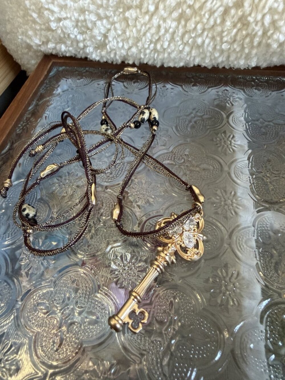 NWOT Crystal Key Pendant Wrap Necklace Gold-Tone - Matching Set Available